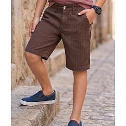 Pine Kids Cotton Elastane Woven Knee Length Shorts - Brown