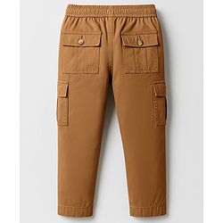 Pine Kids Cotton Elastane Woven Full Length Solid Colour Trouser Pant - Khaki