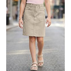 Pine Kids Cotton Woven Mid Calf Solid Skirt - Tan