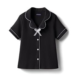 Pine Kids Drop Needle Knit Half Sleeves Solid Co-ord Night Suit With Bow Applique - Black