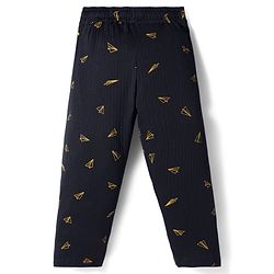 Pine Kids Drop Needle  Half Sleeves  Co-Ord Night Suit Set With Origami Plane Print - Black