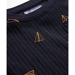 Pine Kids Drop Needle  Half Sleeves  Co-Ord Night Suit Set With Origami Plane Print - Black