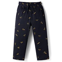 Pine Kids Drop Needle  Half Sleeves  Co-Ord Night Suit Set With Origami Plane Print - Black