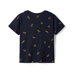 Pine Kids Drop Needle  Half Sleeves  Co-Ord Night Suit Set With Origami Plane Print - Black