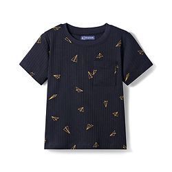Pine Kids Drop Needle  Half Sleeves  Co-Ord Night Suit Set With Origami Plane Print - Black