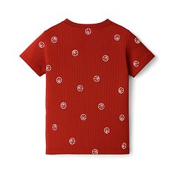 Pine Kids Drop Needle Half Sleeves  Co-ords Night Suits with Basketball Print - Red Orche