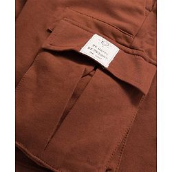 Pine Kids Looper Knit Above Knee Length Shorts With Text Badge - Brown
