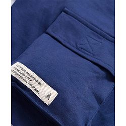 Pine Kids Looper Knit Above Knee Length Shorts With Text Badge - Navy Blue