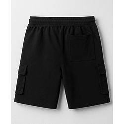 Pine Kids Looper Knit Above Knee Length Shorts With Text Badge - Black