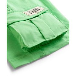 Pine Kids Looper Knit Above Knee Length Shorts With Pockets & Text Badge - Sea Green