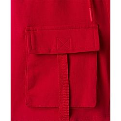 Pine Kids Looper Knit Above Knee Length Shorts With Text Badge - Light Red