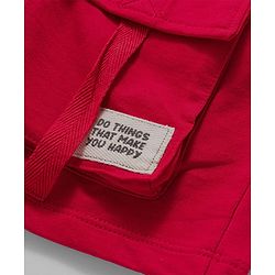 Pine Kids Looper Knit Above Knee Length Shorts With Text Badge - Light Red