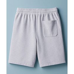 Pine Kids Looper Knit Above Knee Length Shorts With Text Badge - Grey