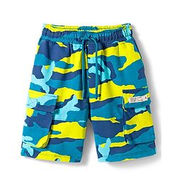 Pine Kids Looper Knit Above Knee Length Shorts With Camouflage Print - Multicolor