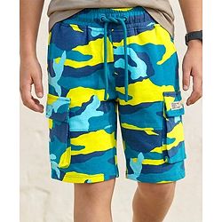 Pine Kids Looper Knit Above Knee Length Shorts With Camouflage Print - Multicolor