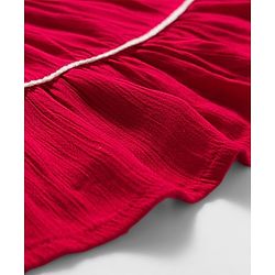 Pine Kids Crinkled Crepe Woven Sleeveless Solid Colour Frock - Maroon
