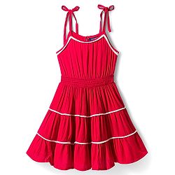 Pine Kids Crinkled Crepe Woven Sleeveless Solid Colour Frock - Maroon