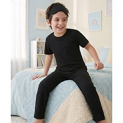 Pine Kids Drop Needle  Half Sleeves Solid Colour Co-ords Night Suit - Navy Blue