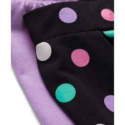 Pine Kids Cotton Lycra Knit Full Length Leggings With Polka Dot Print Pack Of 2 - Purple & Black