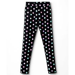 Pine Kids Cotton Lycra Knit Full Length Leggings With Polka Dot Print Pack Of 2 - Purple & Black