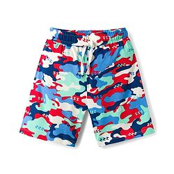 Pine Kids Single Jersey Knit Half Sleeves Shorts Night Suit With Camouflage Print - Red