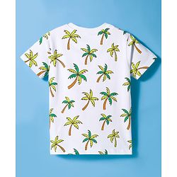Pine Kids Single Jersey Knit Half Sleeves Shorts Night Suit With Text Print - White