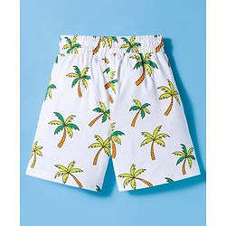 Pine Kids Single Jersey Knit Half Sleeves Shorts Night Suit With Text Print - White