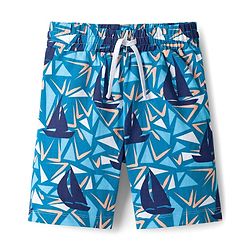 Pine Kids Single Jersey Knit Half Sleeves Shorts Night Suit With Boat Print - Blue