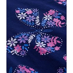 Pine Kids Single Jersey Knit Half Sleeves Co-ords Shorts Night Suit With Floral Print - Navy Blue