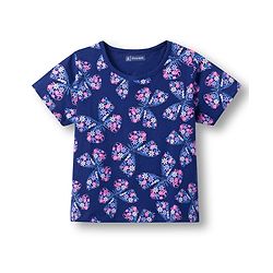 Pine Kids Single Jersey Knit Half Sleeves Co-ords Shorts Night Suit With Floral Print - Navy Blue