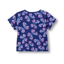 Pine Kids Single Jersey Knit Half Sleeves Co-ords Shorts Night Suit With Floral Print - Navy Blue