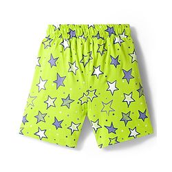Pine Kids Single Jersey Knit Half Sleeves Shorts Night Suit With Star Print - Lime Green