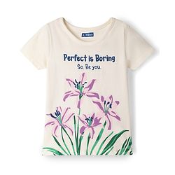 Pine Kids Single Jersey Knit Half Sleeves T-Shirt & Shorts Night-Suit With Floral & Text Print - Beige & Purple