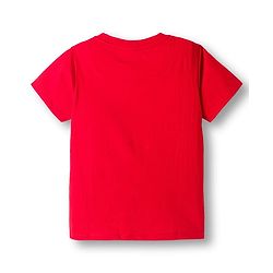 Pine Kids Single Jersey Knit Half Sleeves Shorts Night Suit With Text Print - Red