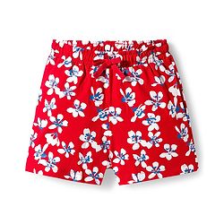 Pine Kids Single Jersey Knit Half Sleeves Shorts Co-ord Night Suit With Floral Print - Red