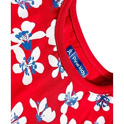 Pine Kids Single Jersey Knit Half Sleeves Shorts Co-ord Night Suit With Floral Print - Red