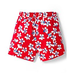 Pine Kids Single Jersey Knit Half Sleeves Shorts Co-ord Night Suit With Floral Print - Red