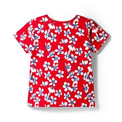 Pine Kids Single Jersey Knit Half Sleeves Shorts Co-ord Night Suit With Floral Print - Red