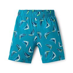 Pine Kids Single Jersey Knit Half Sleeves T-Shirt & Shorts Night Suit with Yacht Print - Green