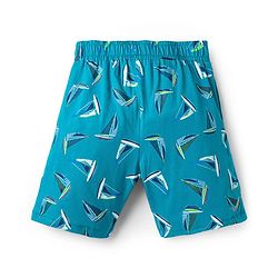 Pine Kids Single Jersey Knit Half Sleeves T-Shirt & Shorts Night Suit with Yacht Print - Green