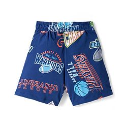 Pine Kids Single Jersey Knit Half Sleeves Shorts Co-ord Night Suit With Sports Print - Navy Blue