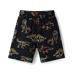 Pine Kids Single Jersey Knit Half Sleeves Shorts Night Suit With Dino Print - Black