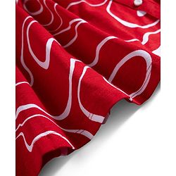 Pine Kids Cotton Knit Half Sleeves Printed Shirt Dress - Red