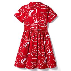 Pine Kids Cotton Knit Half Sleeves Printed Shirt Dress - Red