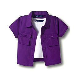 Pine Kids Cotton Woven Half Sleeves Solid Color Top & Inner Tee - Purple