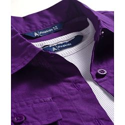Pine Kids Cotton Woven Half Sleeves Solid Color Top & Inner Tee - Purple