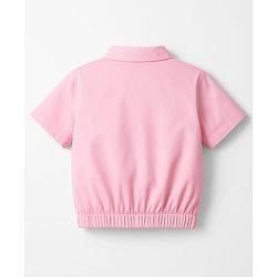 Pine Kids Cotton Woven Half Sleeves Solid Color Shirt Style Top - Pink