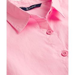 Pine Kids Cotton Woven Half Sleeves Solid Color Shirt Style Top - Pink