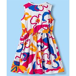 Pine Kids Cotton Knit Sleeveless Frock with Floral Print - Multicolor