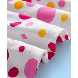 Pine Kids Cotton Knit Half Sleeves Frock With Polka Dot Print - White